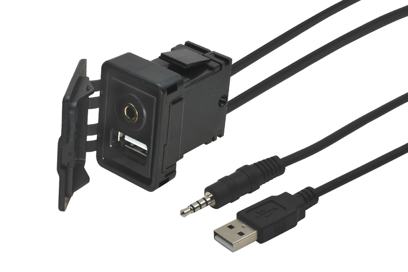 Adaptér pre USB + Jack zásuvka s káblom, štvorcový otvor