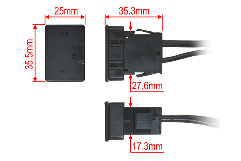 Adaptér pre USB + Jack zásuvka s káblom, štvorcový otvor