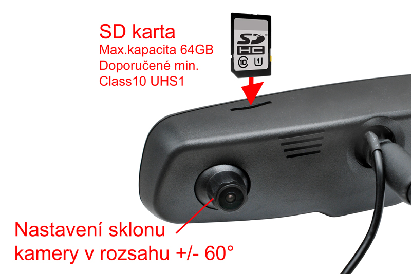 DVR kamera s monitorom v spätnom zrkadle, predná+zadná - Peugeot, Citroen, Toyota