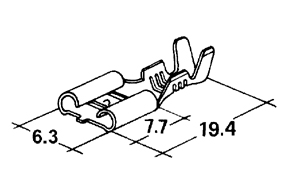 Konektor dutinka 6,3 mm-mosadz pocínovaná,do 1 mm