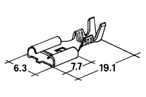 Konektor dutinka 6,3 mm s jazýèkom-mosadz pocínovaná,do 1,5 mm